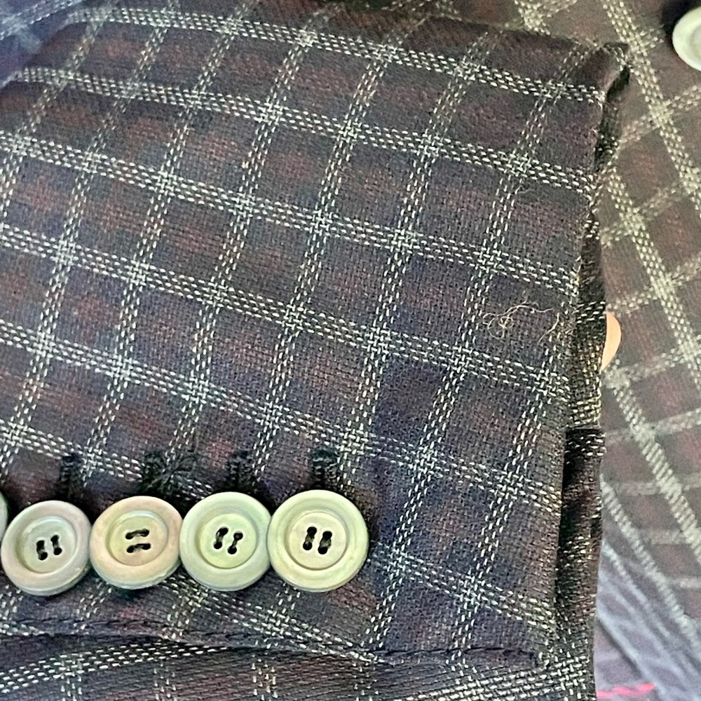 GUCCI Checkered wool Blazer with red stitch trim, blue/red, IT48R, (38R US), GUC - Picture 7 of 15